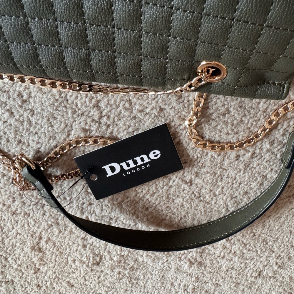 Dune London Quilted Chain-Strap Shoulder Bag in Olive Green - Picture 4 of 6
